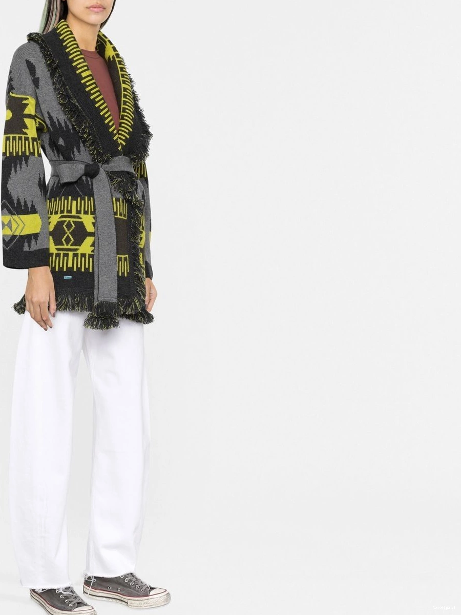 Affordable cardigan Women Alanui belted-waist intarsia-knit 0708